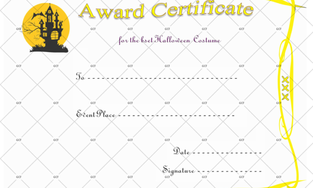 Haunted House Award Certificate Template Gct With Regard To Halloween Certificate Template