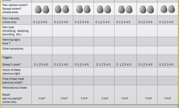 Headache Diary Template Free Of Hull Headache Diary Inside Best Pain Log Template