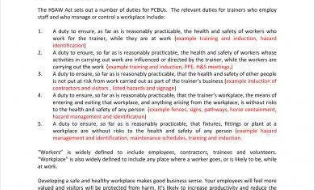 Health And Safety Plans Examples Within Health And Safety Policy Template For Small Business