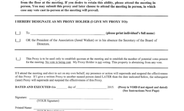 Hillcrest Lebanon Hoa 2014 Annual Meeting Proxy Form Within Hoa Meeting Agenda Template
