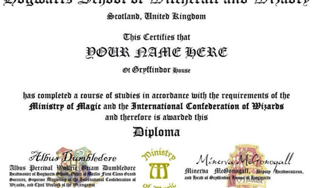 Hogwarts Id And Diploma Templates Harry Potter Amino In Quality Harry Potter Certificate Template