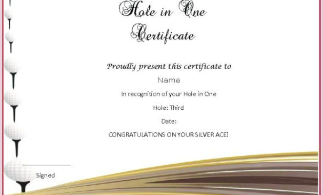 Hole In One Certificate Template Williamsonga With Regard To Golf Certificate Template Free
