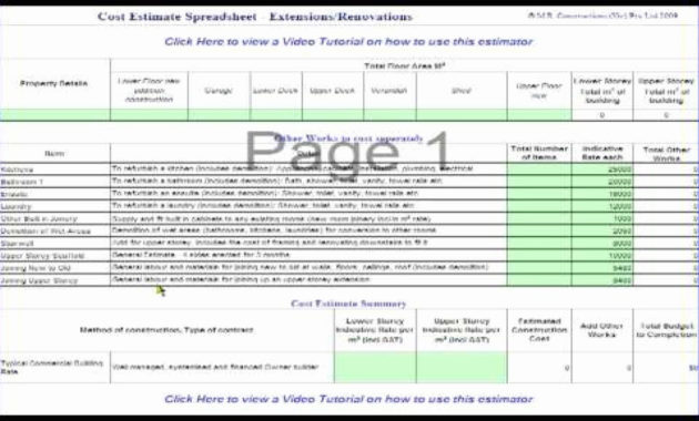 Home Renovation Cost Estimator Spreadsheet Unique In Amazing Home Remodeling Cost Estimate Template