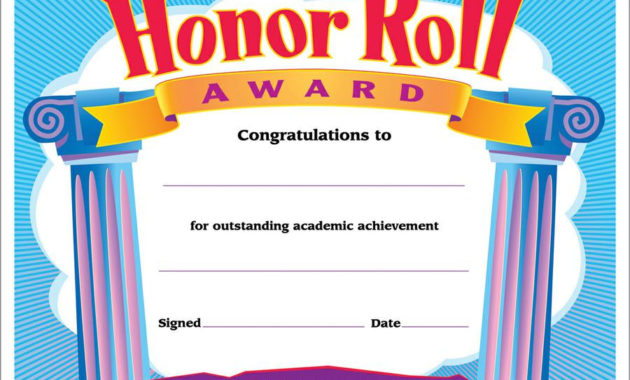 Honor Roll Certificate Template Business In Honor Roll Certificate Template
