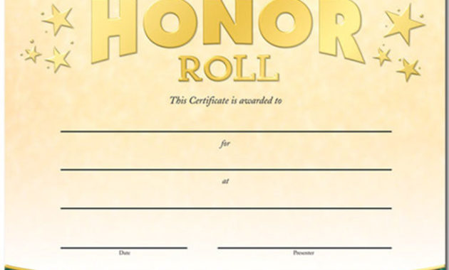 Honor Roll Gold Foilstamped Certificates Positive Pertaining To Honor Roll Certificate Template Free 7 Ideas