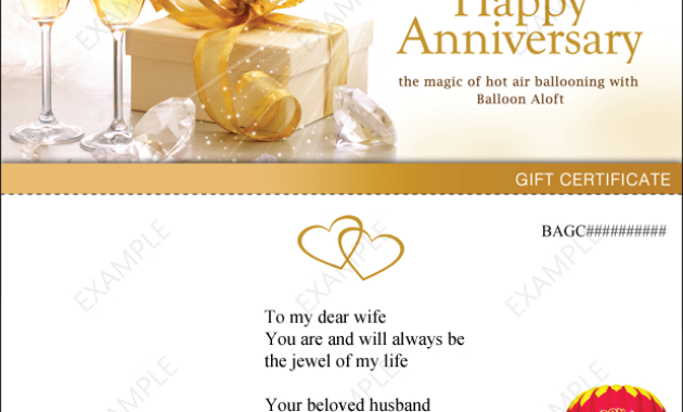 Hot Air Balloon Gift Vouchers Online Purchase Throughout Wedding Gift Certificate Template