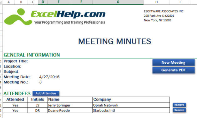 How To Automate Meeting Minutes Using Microsoft Excel And Regarding Amazing Outlook Meeting Template