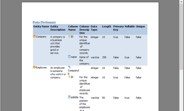 How To Keep Erd And Data Dictionary Synchronized Inside Business Data Dictionary Template