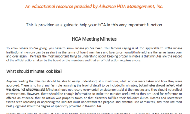 How To Write Hoa Meeting Minutes Throughout Hoa Meeting Agenda Template