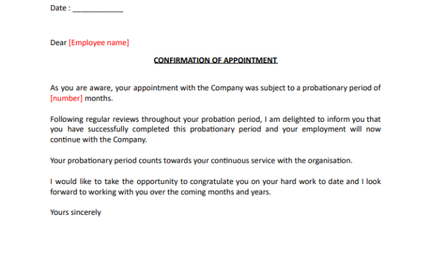 Hr Guide From Probation To Confirmation Letter Intended For Probation Meeting Template