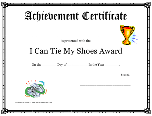 I Can Tie My Shoes Award Achievement Certificate Template Regarding Tennis Achievement Certificate Templates
