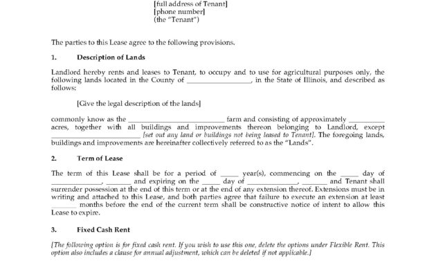 Illinois Cash Farm Lease Legal Forms And Business Within Farm Business Tenancy Template