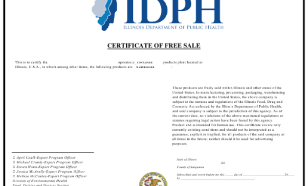 Illinois Certificate Of Free Sale Small Font Template With Awesome Small Certificate Template