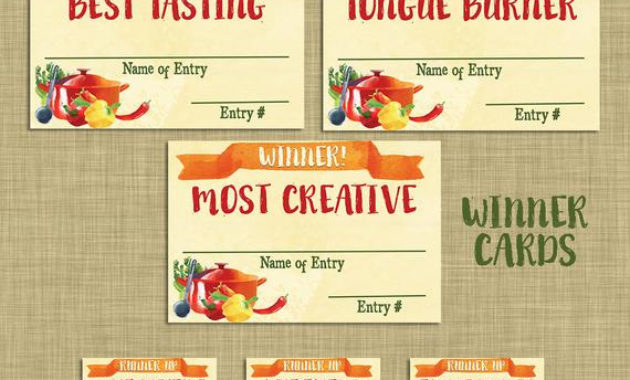 Instant Download Chili Cookoff Winner Badges Labels Within Chili Cook Off Certificate Template