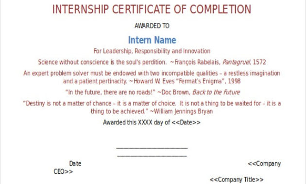 Internship Certificate Formats 10 Free Printable Word In Printable Robotics Certificate Template