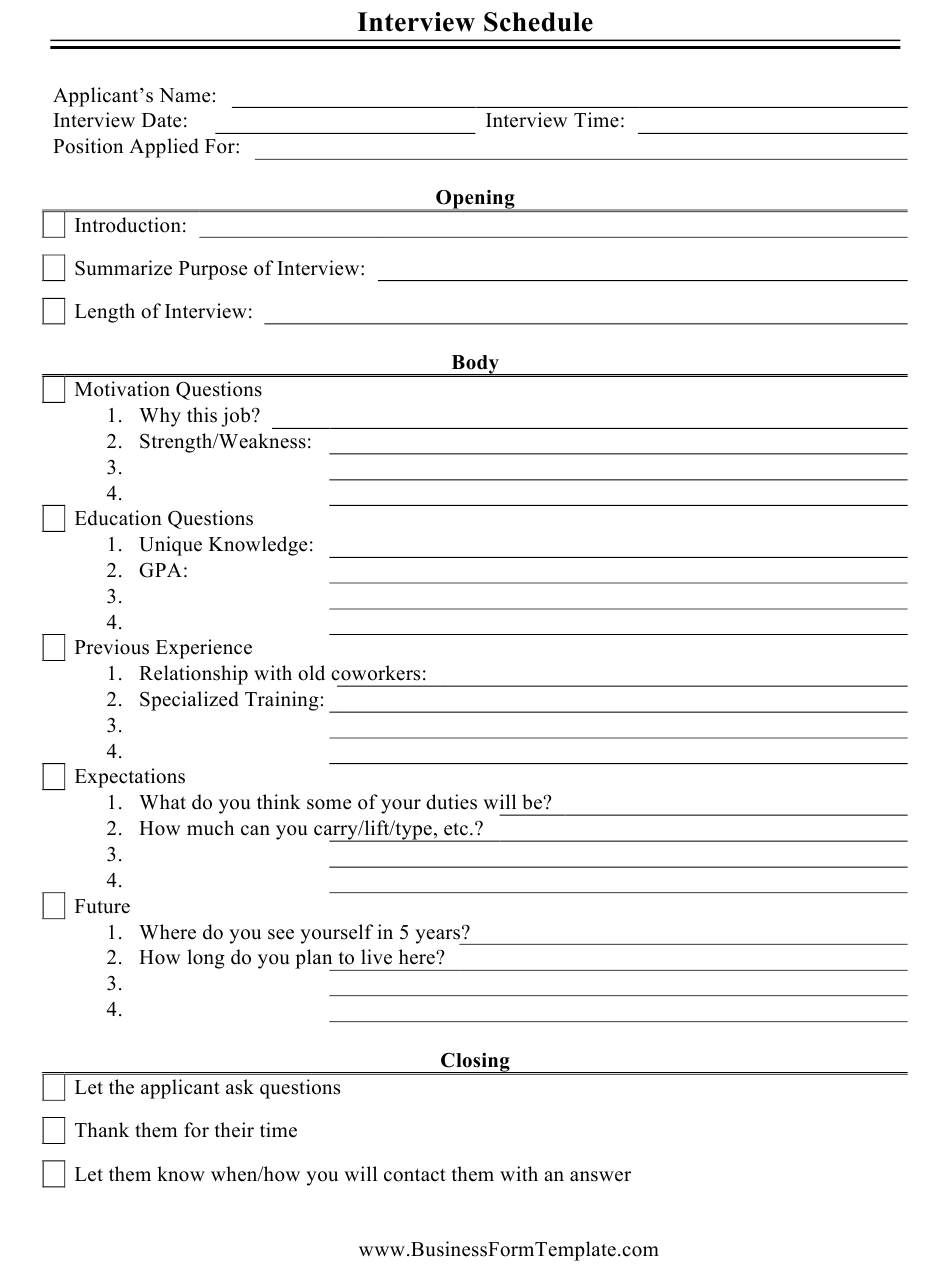 Interview Schedule Template Download Printable Pdf In Interview Agenda Template