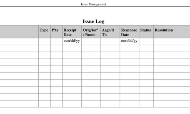 Issue Management In Your Testing Project In It Issues Log Template