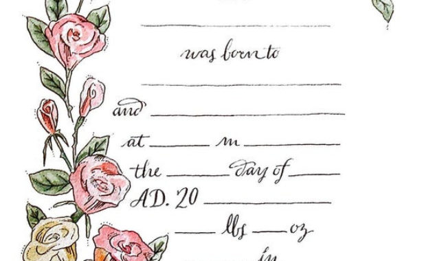 Items Similar To Bespoke Calligraphy Baby Birth With Baby Doll Birth Certificate Template