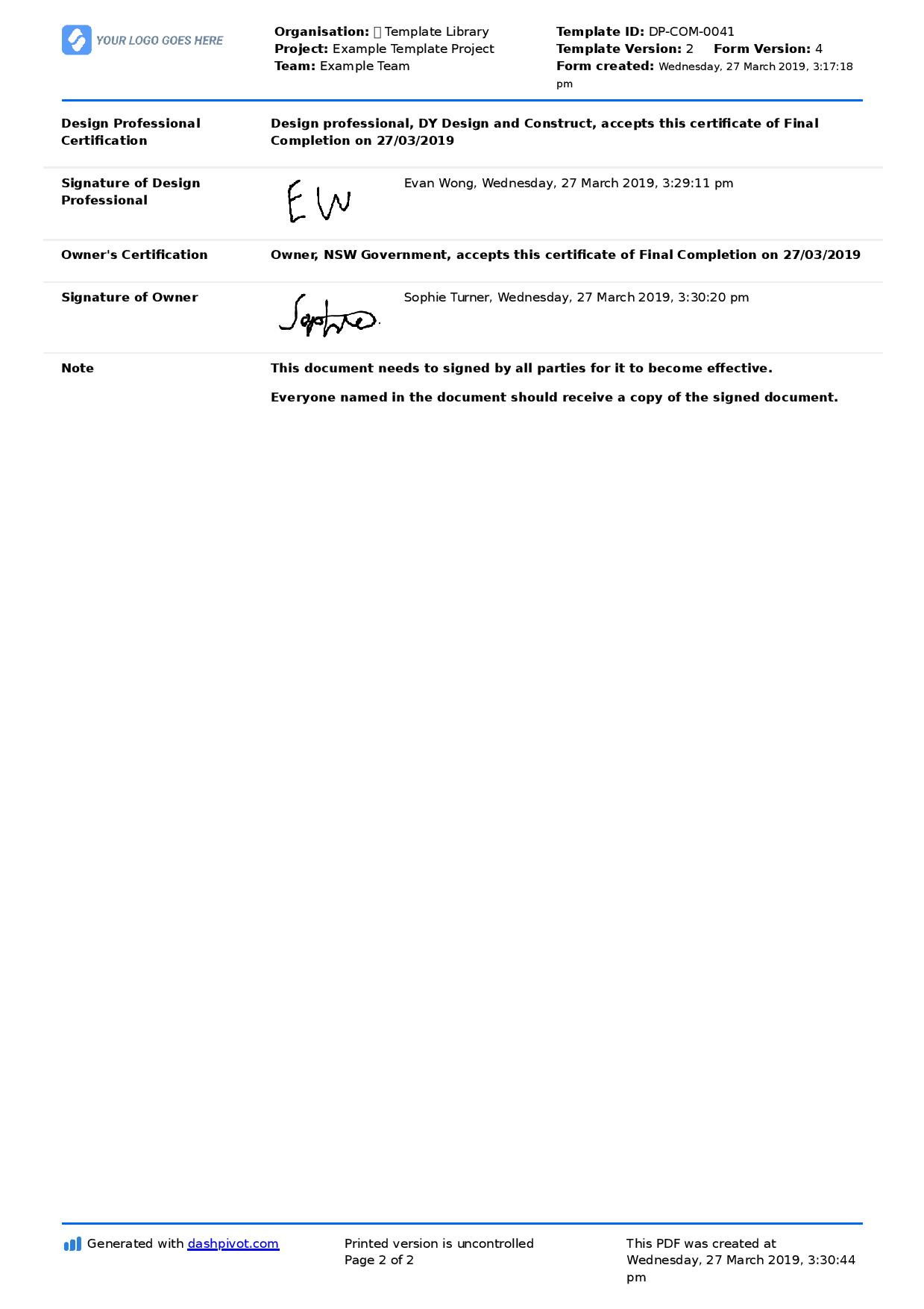 Jct Practical Completion Certificate Template Best Inside Awesome Practical Completion Certificate Template Jct