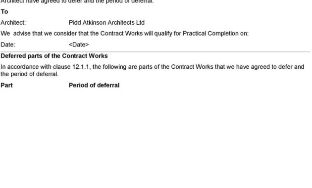 Jct Practical Completion Certificate Template Cumed Pertaining To Construction Certificate Of Completion Template