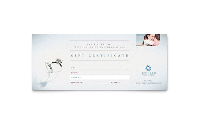 Jeweler Jewelry Store Gift Certificate Template Design Throughout Gift Certificate Template Indesign