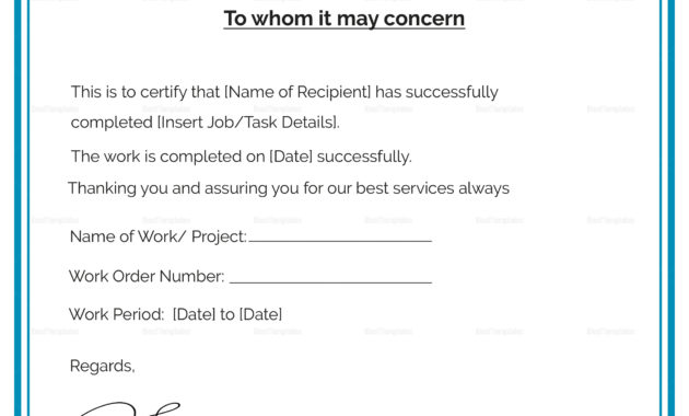 Job Completion Letter Template Bisatuh Pertaining To Construction Certificate Of Completion Template