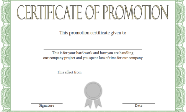 Job Promotion Certificate Template Free 7 Editable Designs Throughout Certificate Of Employment Templates Free 9 Designs