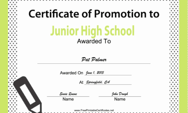 Junior High School Promotion Certificate Printable Certificate In Amazing Grade Promotion Certificate Template Printable