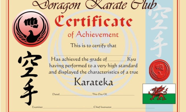 Karate Certificates Templates Free Carlynstudio With Regard To Awesome Martial Arts Certificate Templates