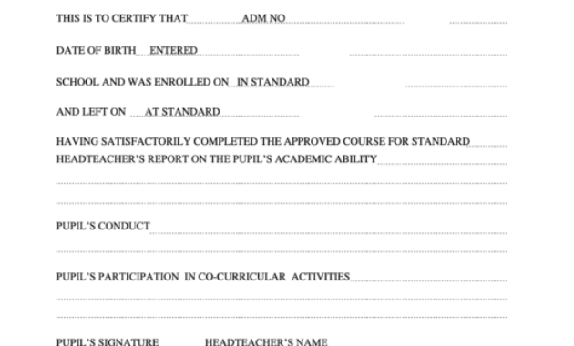 Kenya Primary School Leaving Certificate Printable Pdf Within Printable School Leaving Certificate Template
