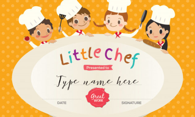 Kids Cooking Class Certificate Design Template Vector Inside Chef Certificate Template Free Download 2020