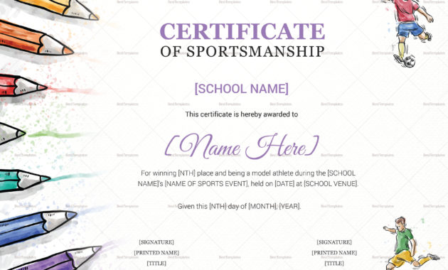 Kids Sports Award Certificate Design Template In Psd Word Intended For Netball Participation Certificate Templates
