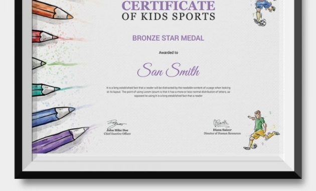 Kids Sports Certificate 5 Word Psd Format Download Pertaining To Sportsmanship Certificate Template