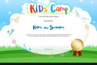 Kids Summer Camp Diploma Or Certificate With Vector Image Pertaining To Amazing Certificate For Summer Camp Free Templates 2020