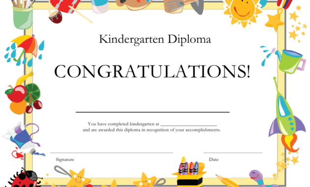 Kindergarten Diploma Certificate Template Download Pertaining To Kindergarten Completion Certificate Templates
