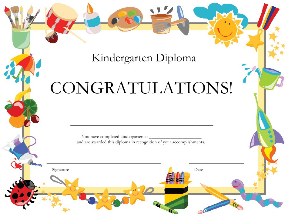 Kindergarten Diploma Certificate Template Download Pertaining To Kindergarten Completion Certificate Templates