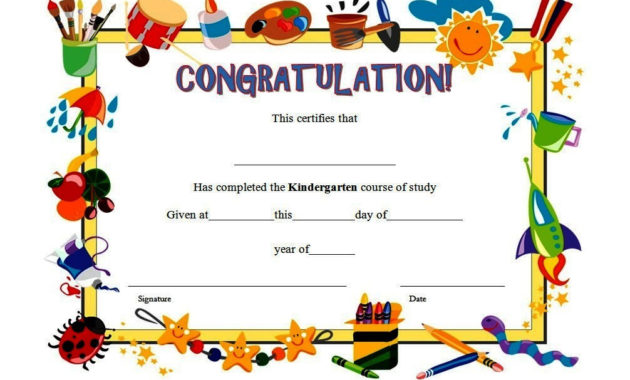 Kindergarten Diploma Certificate Templates 10 Designs Free Inside Preschool Graduation Certificate Free Printable