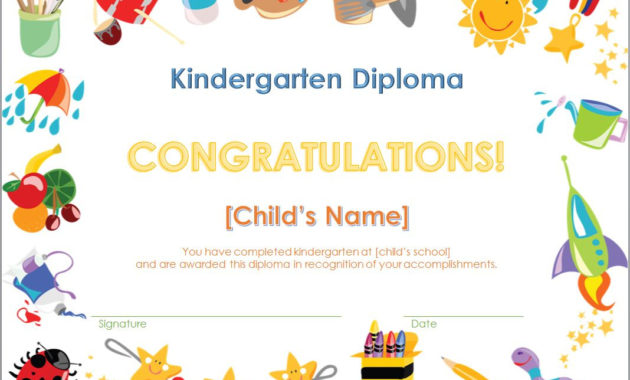 Kindergarten Diploma Template Pre K Diploma Template For Daycare Diploma Template Free
