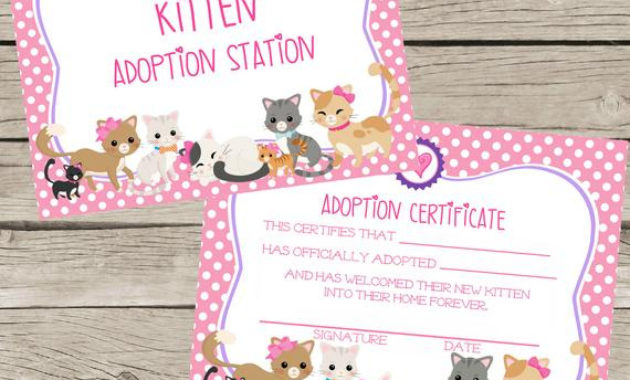 Kitten Adoption Certificate Birthday Party Ideas Polka Dot With Regard To Rabbit Adoption Certificate Template 6 Ideas Free
