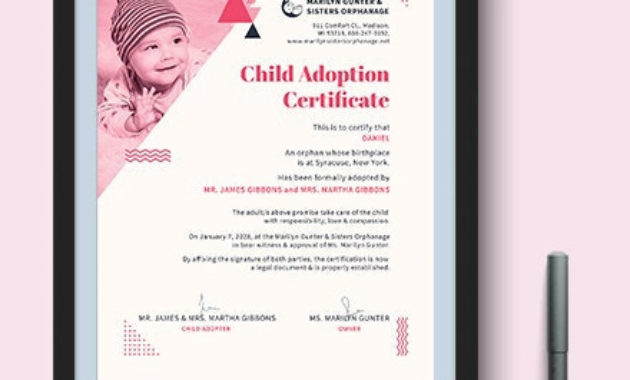 Kitten/Cat Adoption Certificate Template Word Doc Within Cat Adoption Certificate Template 9 Designs