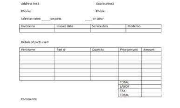 Labor Cost Invoice Template Cards Design Templates With Cost Card Template