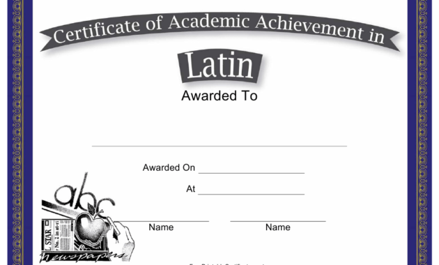 Latin Academic Achievement Certificate Template Download Intended For Academic Achievement Certificate Template