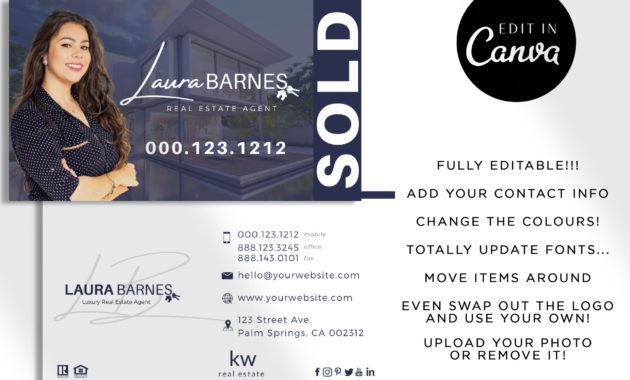 Laura // Real Estate Business Cards • Macarons And Mimosas With Real Estate Agent Business Card Template