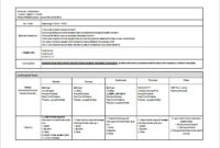 Lesson Plan Template For Middle School Printable Pertaining To Free Middle School Agenda Template