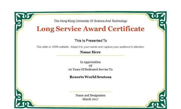 Long Service Award Sample Appreciation Ppt Images Regarding Recognition Of Service Certificate Template
