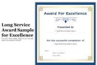 Long Service Award Sample For Excellence Presentation With Awesome Long Service Certificate Template Sample