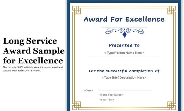 Long Service Award Sample For Excellence Presentation With Awesome Long Service Certificate Template Sample