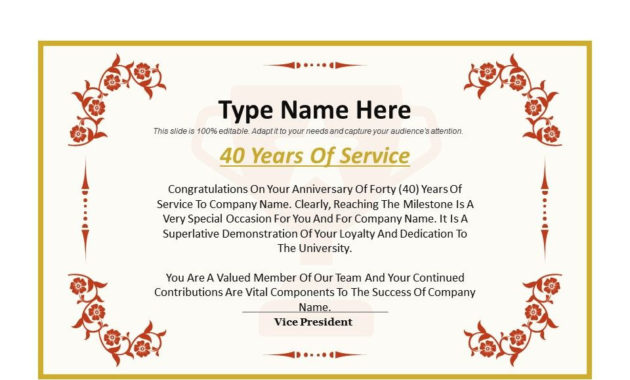 Long Service Award Sample Service Employment Powerpoint Regarding Long Service Certificate Template Sample