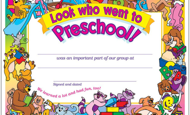 Look Who Went To Preschool 30/Pk 8 1/2 X 11 Certificates Within Printable Certificate For Pre K Graduation Template