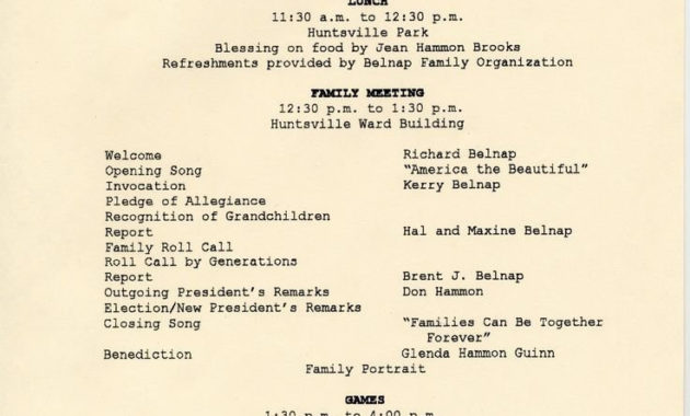 Lovely Family Reunion Agenda Template Audiopinions Intended For Class Reunion Agenda Template